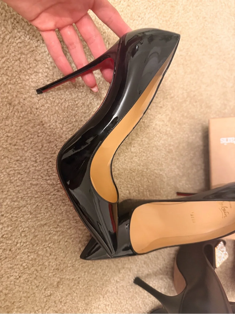Christian Louboutin Black Patent Pointed-Toe Stilettos
